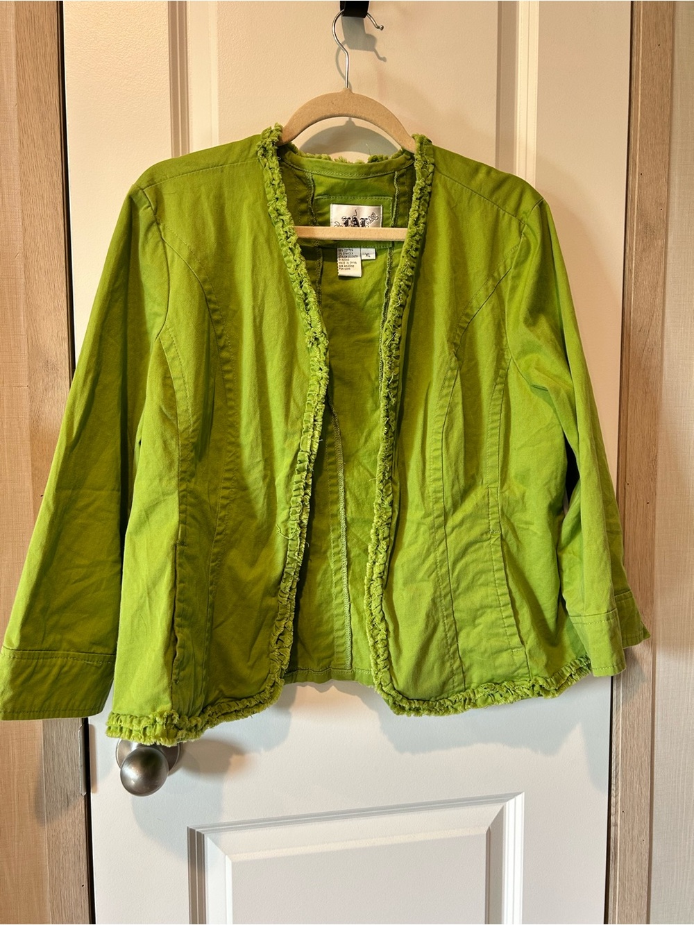 Live a Little Lime Green Ruffle-Edge Open Front Jacket